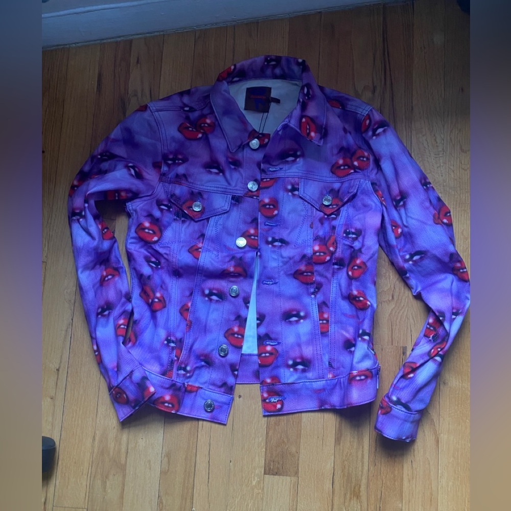 Heaven by Marc Jacobs Faces Trucker Jacket Purple Size Small